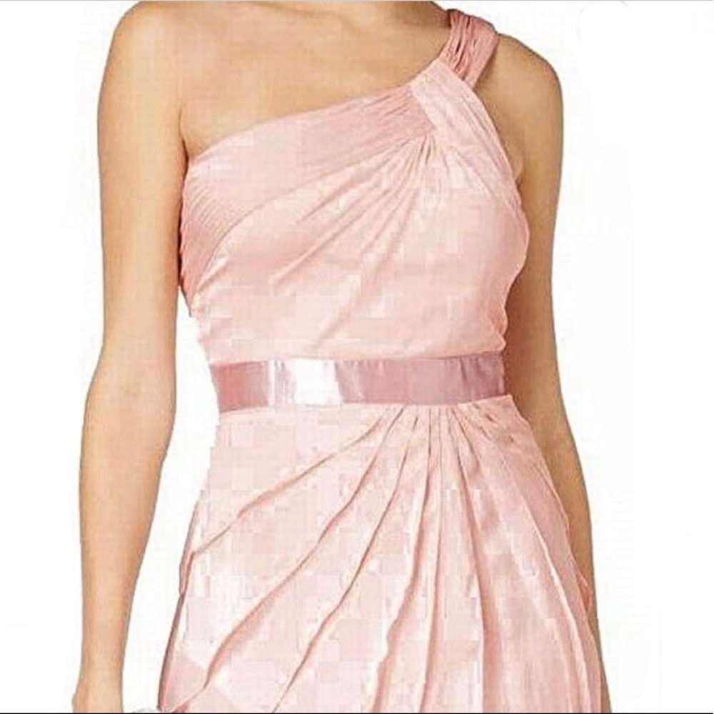 Dressy! Adrianna Papell One Shoulder Tiered Chiffon - Pink - Discounted Shipping